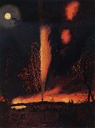 James Hamilton Burning Oil Well at Night oil painting artist
